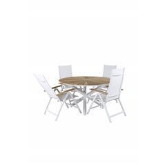 Mexico Table ø 140 - White/Teak, Panama Light 5-pos Chair White / white_4