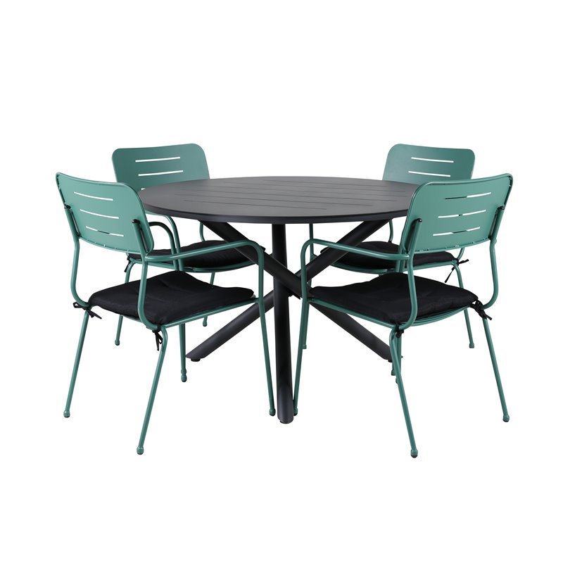 Alma Dining Table - Black Alu - ø120cm, Nicke Dining W, Armrest