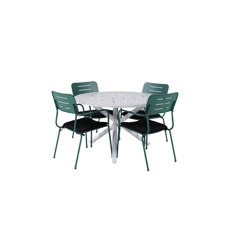 Alma Dining Table - White Alu - ø120cm, Nicke Dining W, Armrest