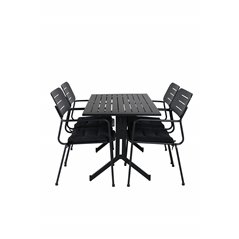 Way - Café Table - Black / Black 120*70cm, Nicke Dining chair w, armrest - Black Steel_4