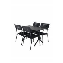 Way - Café Table - Black / Black 120*70cm, Nicke Dining chair w, armrest - Black Steel_4