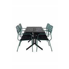 Way - Café Table - Black / Black 120*70cm, Nicke Dining chair w, armrest - Green Steel_4