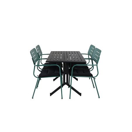 Vägen - Cafébord - Svart / svart 120 * 70cm, Nicke Matsalstol W, Armstöd - grön Steel_4