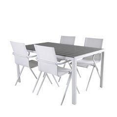 Break pöytä 150*90 - Valkoinen / Harmaa, Alina Dining Chair - Valkoinen alu / valkoinen tekstiili