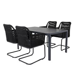 Break Table 150*90 - Black/Black, Lindos Karmstol med svikt Svart stål / Svart rep_4