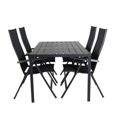 Break Table 150*90 - Black/Black, Albany Light 5-pos - black / Black textilene and grey teak_4