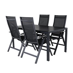 Break Table 150*90 - Black/Black, Albany Light 5-pos - black / Black textilene and grey teak_4