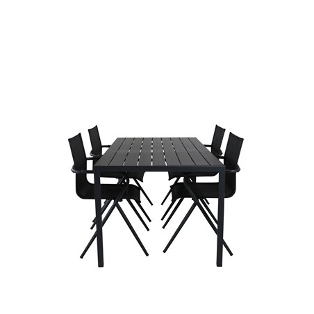 Break Table 150*90 - Black/Black, Alina Dining Chair - Black Alu / Black Textilene_4