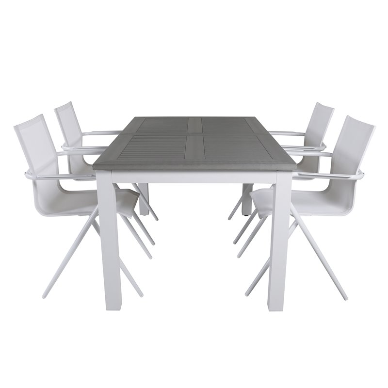 Albany Tabell - 160/240 - Vit / Gråalina mat Stol - Vit Aluminium / Vit Textilene_4