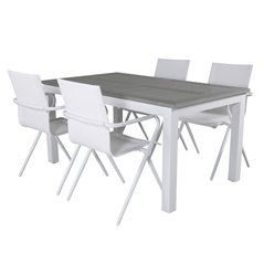 Albany Tabell - 160/240 - Vit / Gråalina mat Stol - Vit Aluminium / Vit Textilene_4