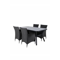 Virya Dining Table - BLACK Alu / Grey Glass - small table+Knick Armchair - Black_4