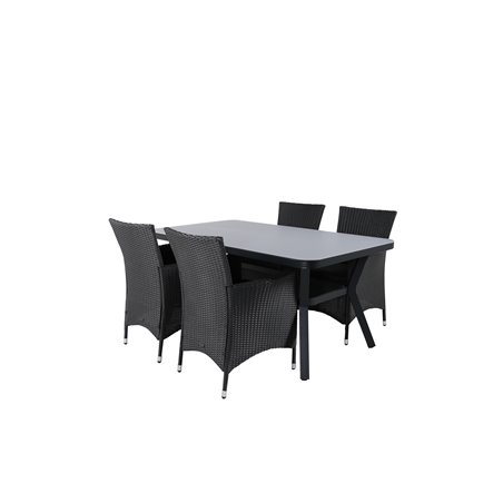 Virya ruokapöytä BLAC K Alu / Grey Glass - Pieni pöytä Knick Armchair