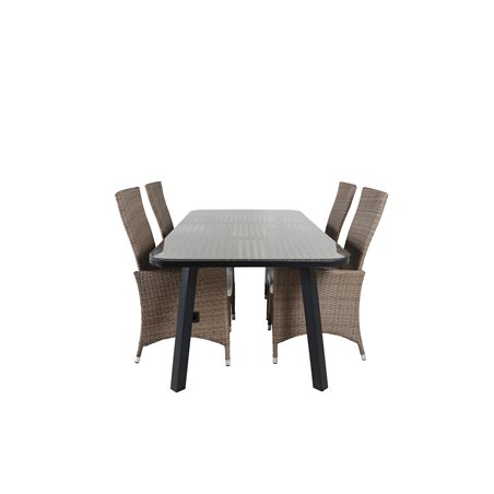 Paola Dining Table - Black Steel / Nature Wicker - 200*100+Padova Chair (Recliner) - Nature/Nature_4