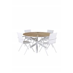 Mexico Table ø 140 - White/Teak, Alina Dining Chair - white Alu / White Textilene_4