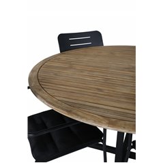 Cruz Dining Table - Black Steel / Acacia (teak look) ø140cm, Nicke Dining w, käsinojat