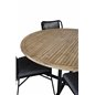 Cruz Dining - Black Steel / Acacia (teak look) ø140cm, Julian Dining Chair - Black Steel / Black Rope 4 4 4