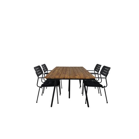 Chan Dining Table - Black Steel / Acacia (teak look) Nicke Dining tuoli w. armrest