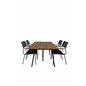 Chan Spisebord - Black Steel / Acacia (teak look) - 200cm + Nicke Spisestuestol med armlæn - Black Steel_4