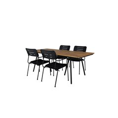 Chan Dining Table - Black Steel / Acacia (teak look) - 200cm+Nicke Dining chair w. armrest - Black Steel_4