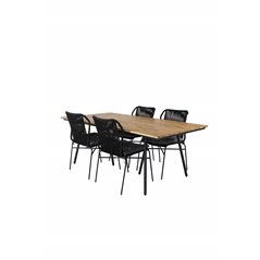 Chan Dining Table - Black Steel / Acacia - 200cm+Julian Black Steel / Black Rope (pinottavissa) 4 4 4