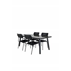 Paola Dining Table - Black Steel / Nature Wicker - 200*100+Nicke Dining chair w. armrest - Black Steel_4