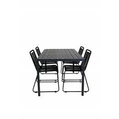 Break pöytä 150*90 – Black/Black, Lindos Stacking Chair – Black Alu/Black Rope