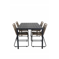 Break Table 150*90 - Black/Black, Lindos Stacking Chair - Black Alu / Latte Rope_4