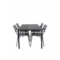 Break pöytä 150*90 – Black/Black, Lindos Armchair – Black Alu / Grey Rope