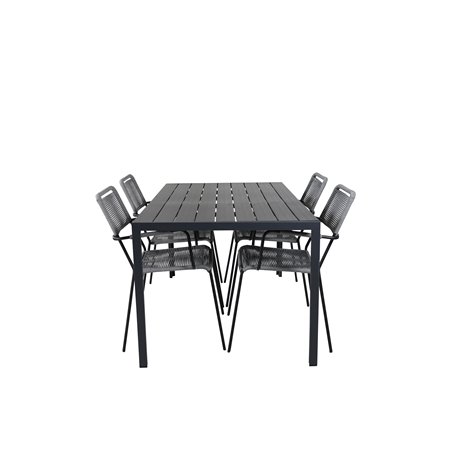 Break pöytä 150*90 – Black/Black, Lindos Armchair – Black Alu / Grey Rope