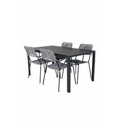 Break Table 150*90 - Black/Black, Lindos Armchair - Black Alu / Grey Rope_4