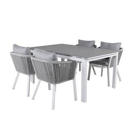 Level table 160/240 - Hvid / GråVirya Spisestuestol - Hvid Alu / Grå hynde _4