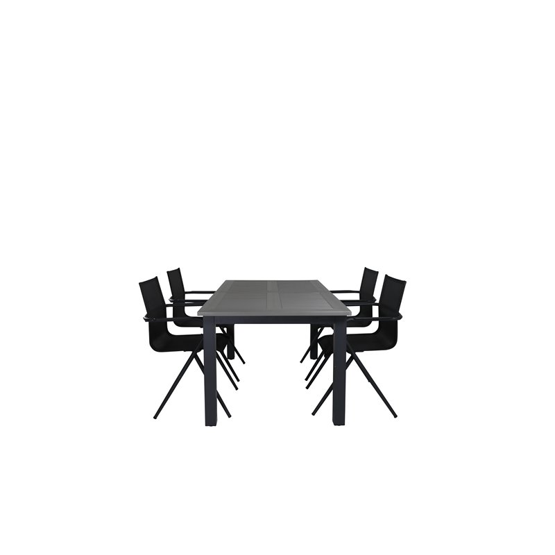 Albany Table - 152/210 Black/Grey+Alina Musta Alu/Black Textilene_4