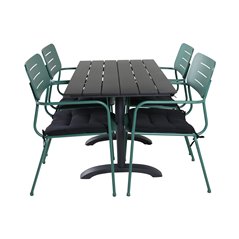 Denver 70*120 Black/Black, Nicke Dining chair w, armrest - Green Steel_4