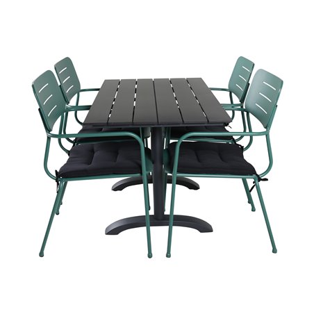 Denver 70*120 Black/Black, Nicke Dining chair w, armrest - Green Steel_4