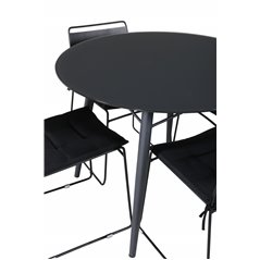 Santorini Matbord ø 100 - svart alu / grå glas, Lina Dining Chair - Black_4