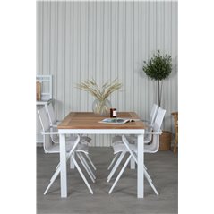 Panama Table 160/240 - White/Teak, Alina Dining Chair - white Alu / White Textilene_4