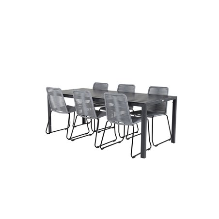 Udendørs bord 205 * 90 - Sort / Sort, Lindos Stol - Sort / Grå_6