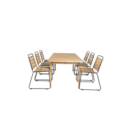 Marion Dining Table - 180*90*H74 - Acacia, Bois Dining Chair - Black Alu / Acacia_6