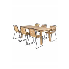 Marion Dining Table - 180*90*H74 - Acacia, Bois Dining Chair - Black Alu / Acacia_6