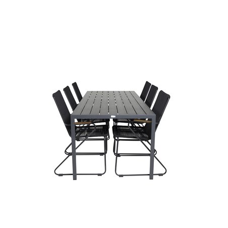 Break Table 205*90 - Black/Black, Bois Armchair - Black Alu / Black Rope