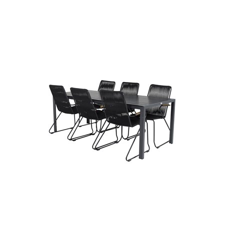 Break Table 205*90 - Black/Black, Bois Armchair - Black Alu / Black Rope