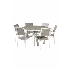 Parma Table ø 140 - White/Grey, Levels Chair (stackable) - White Alu / Grey Aintwood_6