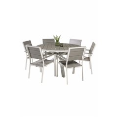 Parma Table ø 140 - White/Grey, Levels Chair (stackable) - White Alu / Grey Aintwood_6