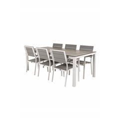 Llama Dining Table 205*100 - White Alu / Grey HPL, Levels Chair (stackable) - White Alu / Grey Aintwood_6