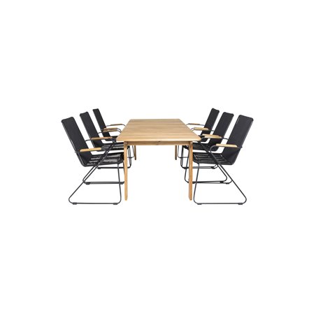 Marion Dining Table - 180*90*H74 - Acacia, Bois Armchair - Black Alu / Black Rope / Acacia_6