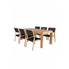 Little John Dining Table - 200*90*H76 - Acacia, Little John Dining Chair - Black Rope / Acacia _6