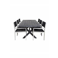 Rives Dining Table 200*100cm - Black Acacia, Rives Arm Chair - White Wash Acacia / Black Rope_6