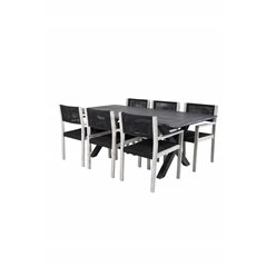 Rives Dining Table 200*100cm - Black Acacia, Rives Arm Chair - White Wash Acacia / Black Rope_6