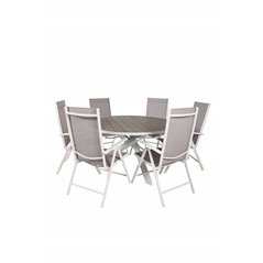 Parma Table ø 140 - White/Grey, Break 5:pos Chair - White/Grey_6