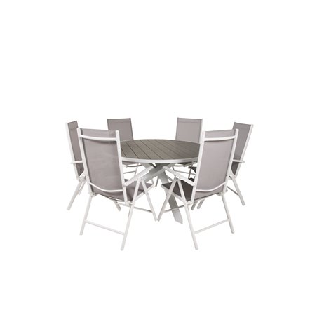 Parma Table ø 140 - White/Grey, Break 5:pos Chair - White/Grey_6